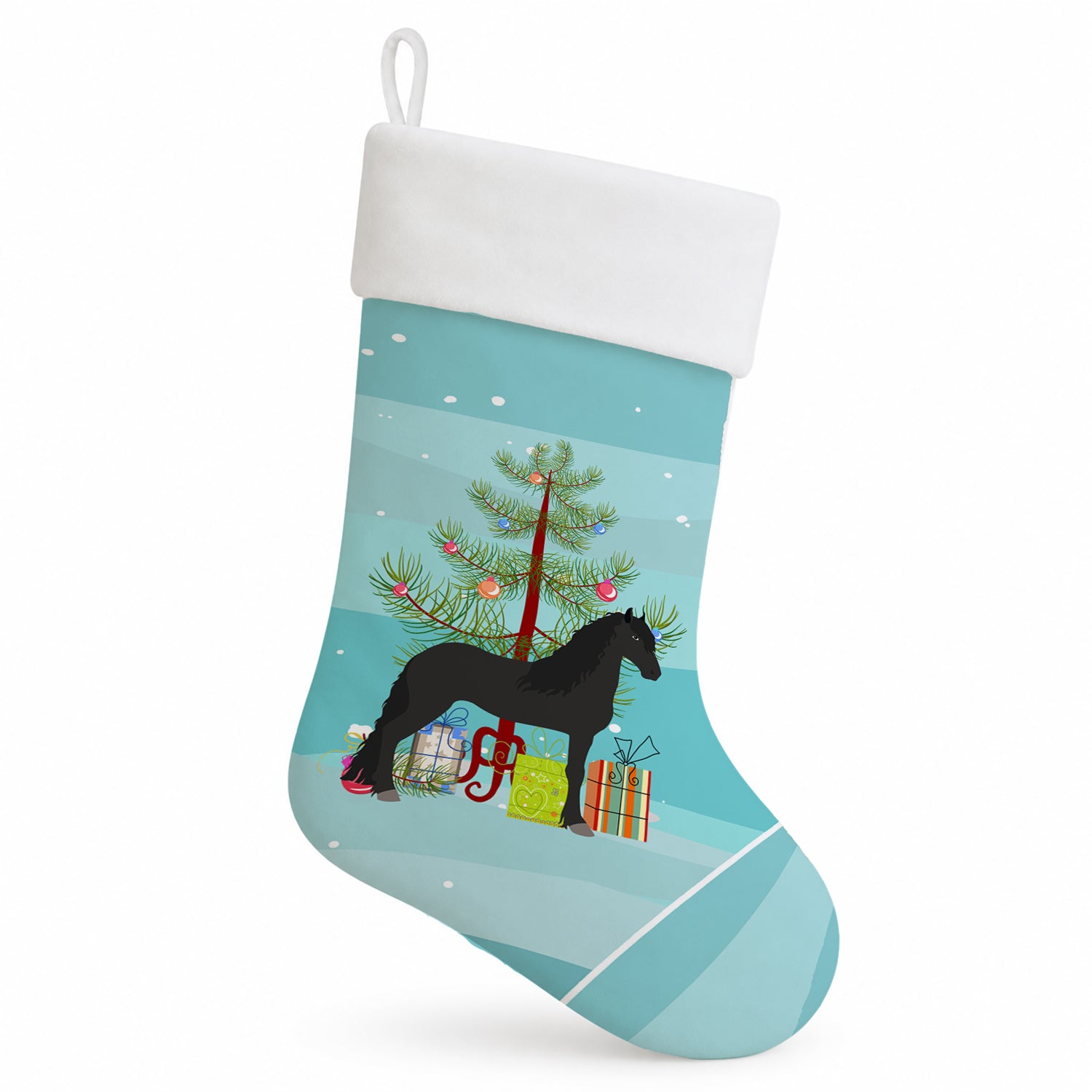 Friesian Horse Christmas Holiday Stocking Double-Sided Print, Polyester Suede,11x18, Made in USA