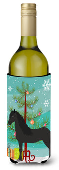 Friesian Horse Christmas Wine Bottle Hugger Gift Sleeve for Standard 750 ml Bottles, Insulated Reusable Also Fits Mini Shot & Pint Bottles