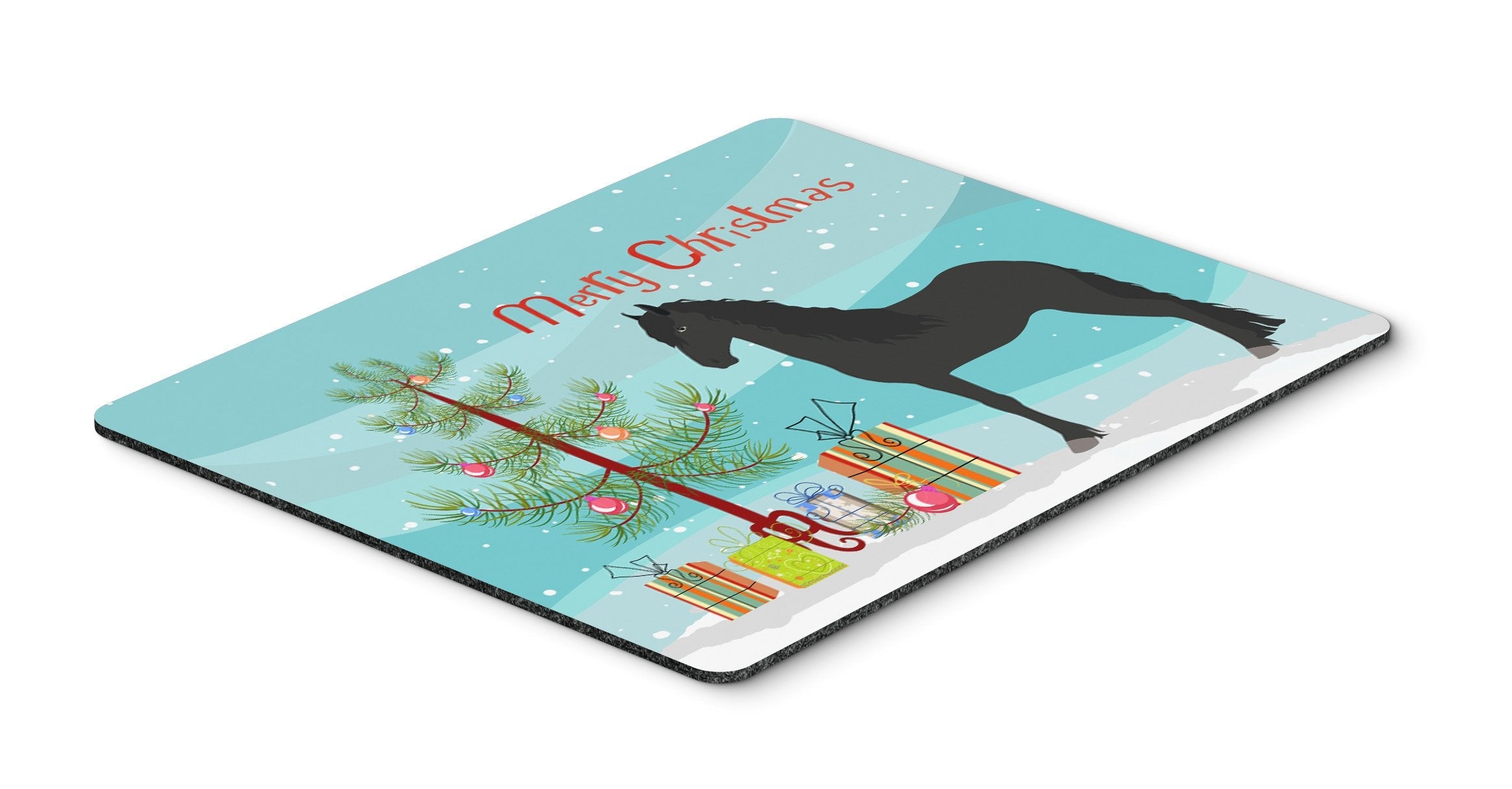 Friesian Horse Christmas Mouse Pad, Heat Resistant Trivet Hot Pad , Non Slip Rubber Desk Mat, Kitchen Counter Protector, Home Office Decor Gift