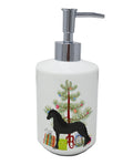 Friesian Horse Christmas Ceramic Soap Dispenser , Empty Refillable Hand Soap Pump Bottle for Bathroom Kitchen