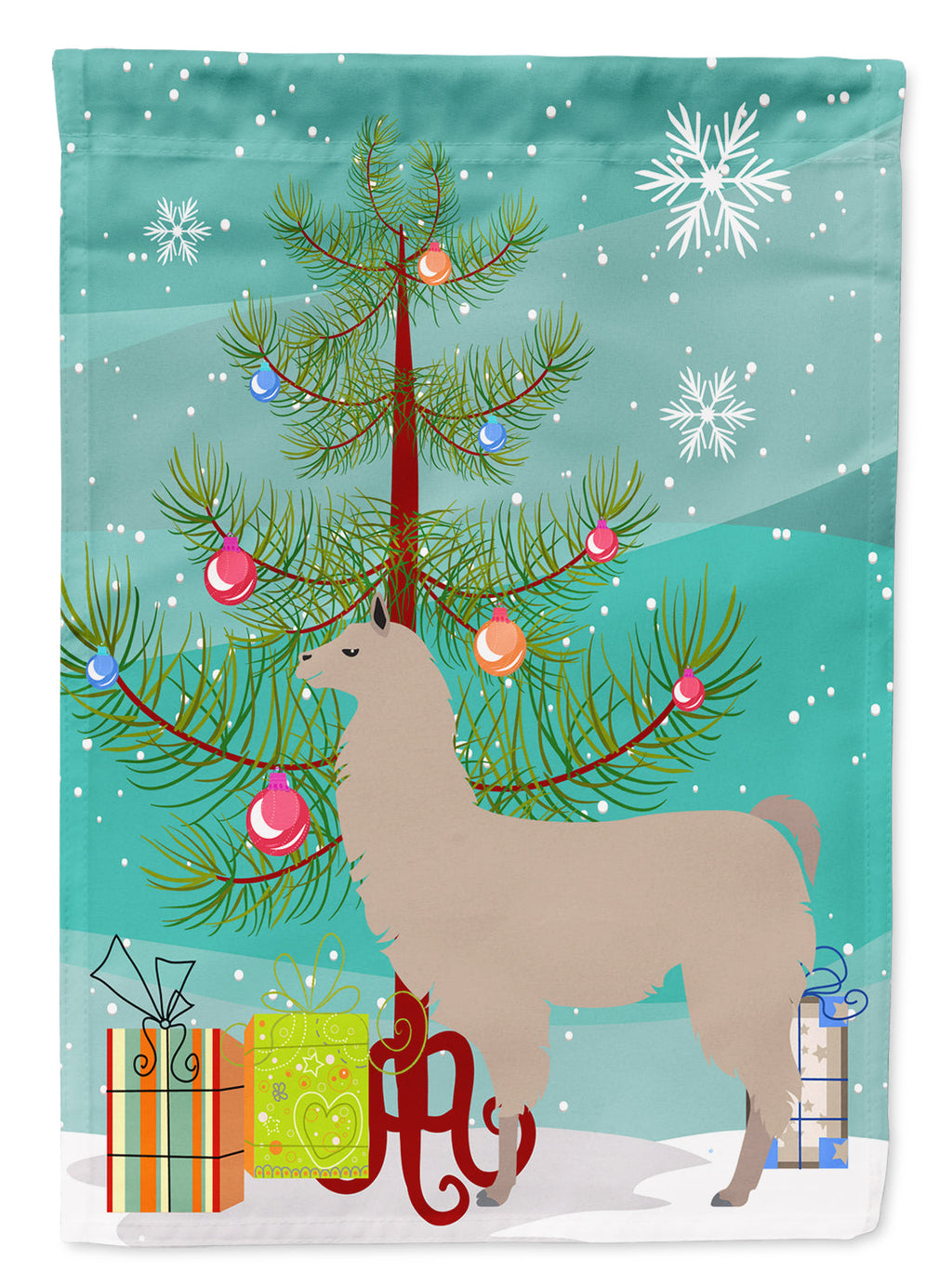 Llama Christmas House Flag 28x40 Porch Sleeve Pole Decorative Outside Yard Banner Artwork Wall Hanging, Polyester