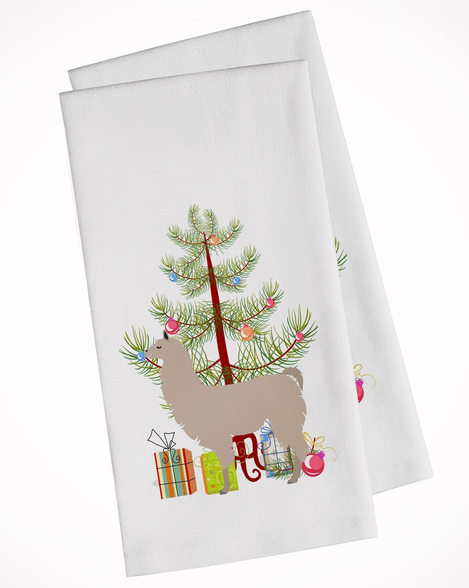 Llama Christmas Kitchen Towel Set of 2 White Dish Towels Decorative Bathroom Hand towel for Hand, Face, Hair, Yoga, Tea, Dishcloth, 19 X 28", White