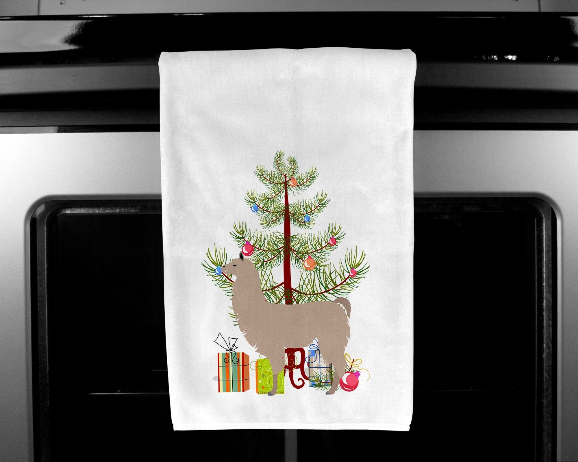 Llama Christmas Kitchen Towel Set of 2 White Dish Towels Decorative Bathroom Hand towel for Hand, Face, Hair, Yoga, Tea, Dishcloth, 19 X 28", White