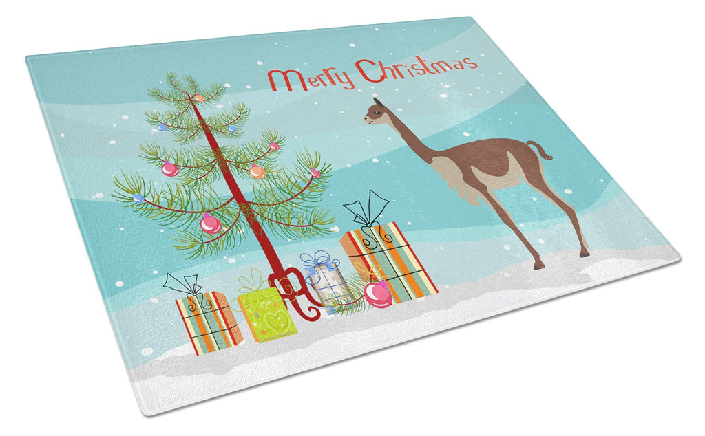 Vicugna or Vicuna Christmas Cutting Board Tempered Glass Kitchen Cutting Surface, Heat Resistant Chopping, Non-Slip Feet, Food Prep & Serving