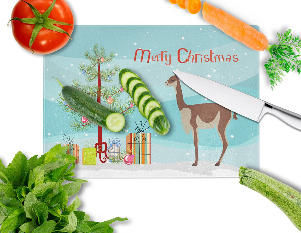 Vicugna or Vicuna Christmas Cutting Board Tempered Glass Kitchen Cutting Surface, Heat Resistant Chopping, Non-Slip Feet, Food Prep & Serving