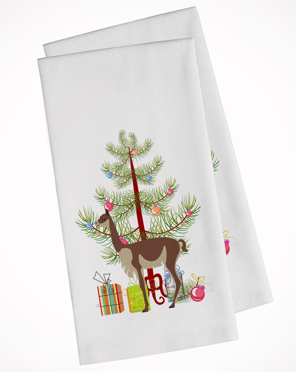 Vicugna or Vicuna Christmas Kitchen Towel Set of 2 White Dish Towels Decorative Bathroom Hand towel for Hand, Face, Hair, Yoga, Tea, Dishcloth, 19 X 28", White
