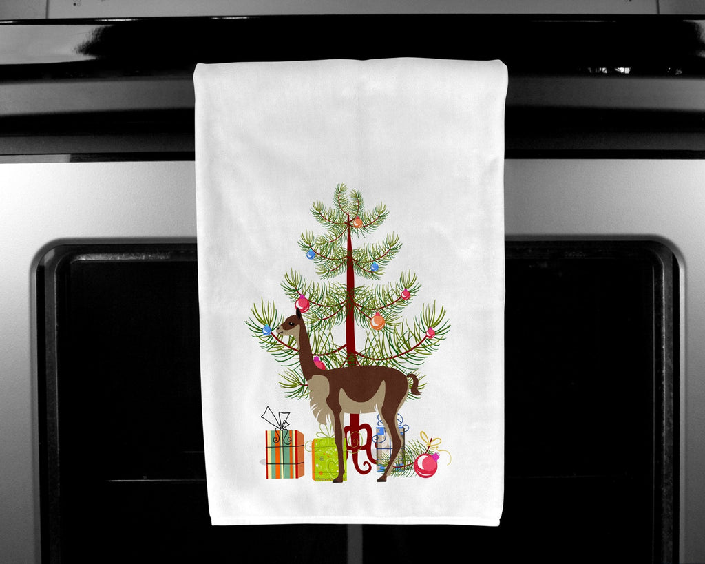 Vicugna or Vicuna Christmas Kitchen Towel Set of 2 White Dish Towels Decorative Bathroom Hand towel for Hand, Face, Hair, Yoga, Tea, Dishcloth, 19 X 28", White