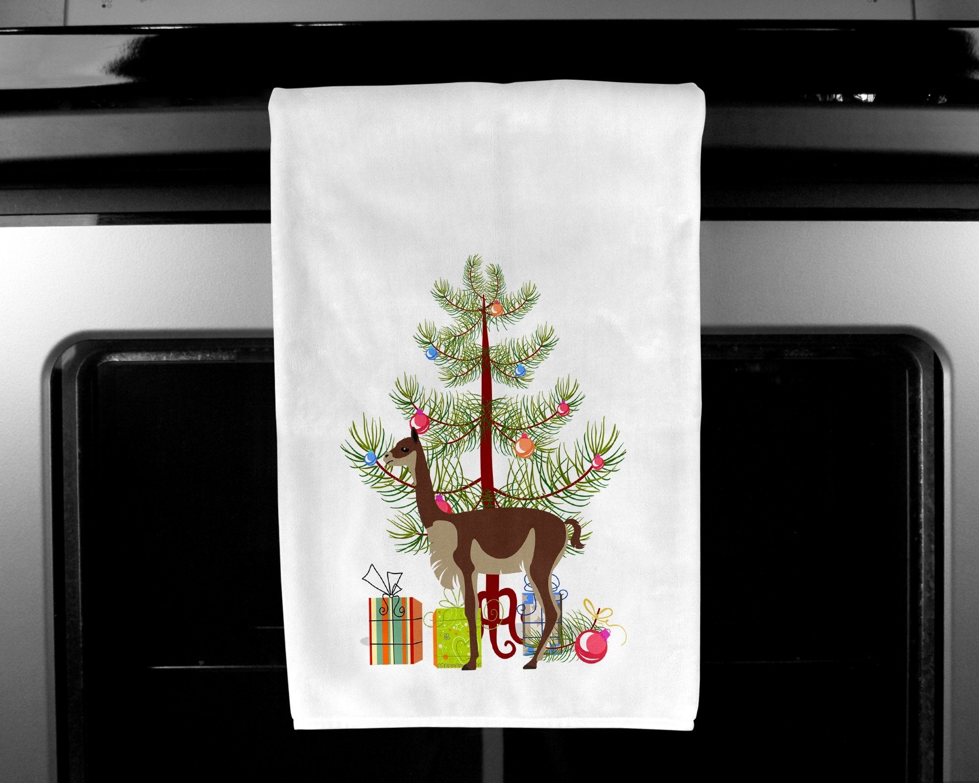 Vicugna or Vicuna Christmas Kitchen Towel Set of 2 White Dish Towels Decorative Bathroom Hand towel for Hand, Face, Hair, Yoga, Tea, Dishcloth, 19 X 28", White