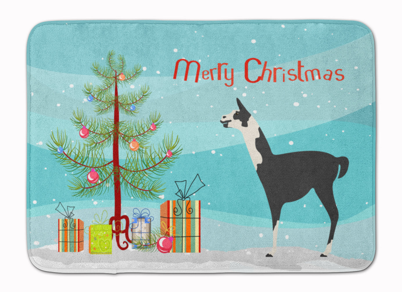 Llama Q' Ara Christmas Memory Foam Kitchen Mat Machine Washable Anti-Fatigue Cushion Comfort Bath or Kitchen Rug