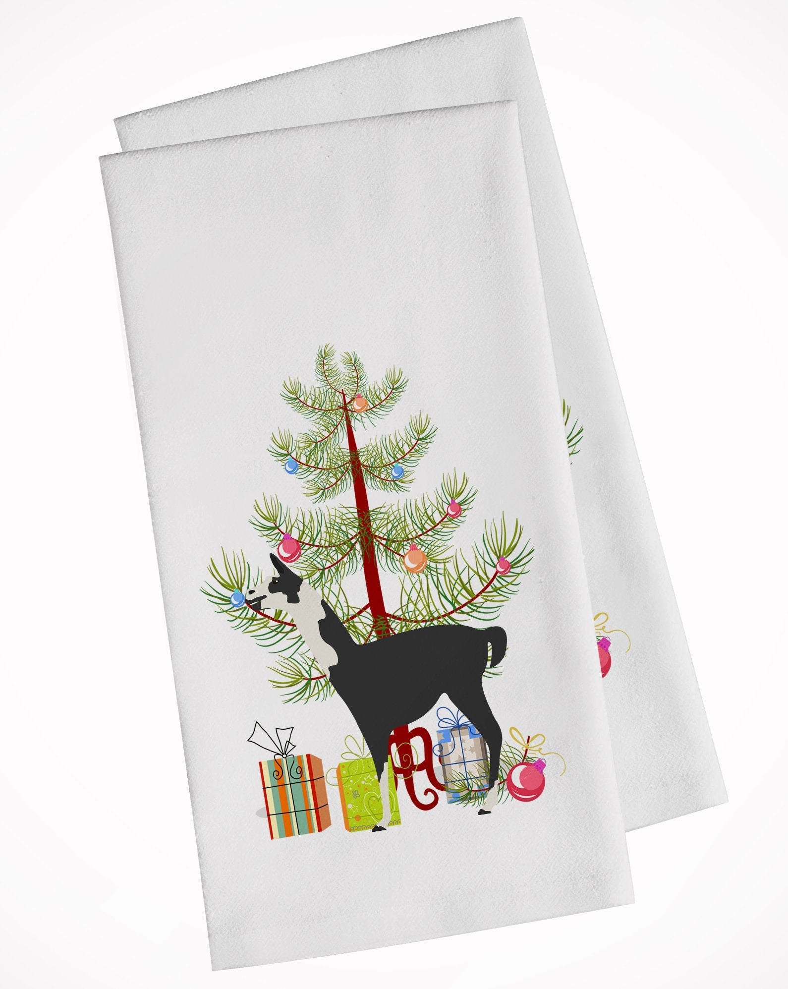 Llama Q' Ara Christmas Kitchen Towel Set of 2 White Dish Towels Decorative Bathroom Hand towel for Hand, Face, Hair, Yoga, Tea, Dishcloth, 19 X 28", White