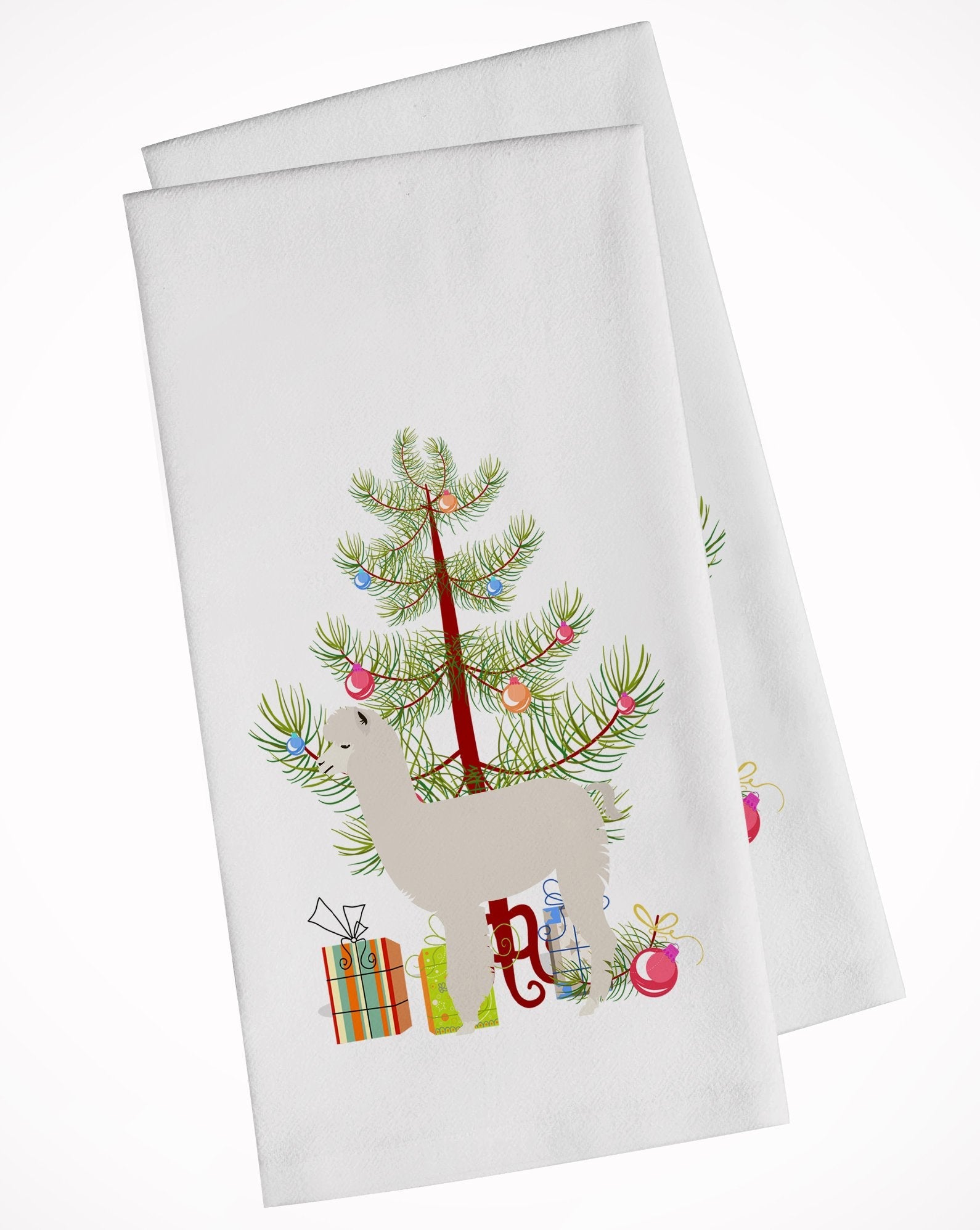 Alpaca Christmas Kitchen Towel Set of 2 White Dish Towels Decorative Bathroom Hand towel for Hand, Face, Hair, Yoga, Tea, Dishcloth, 19 X 28", White