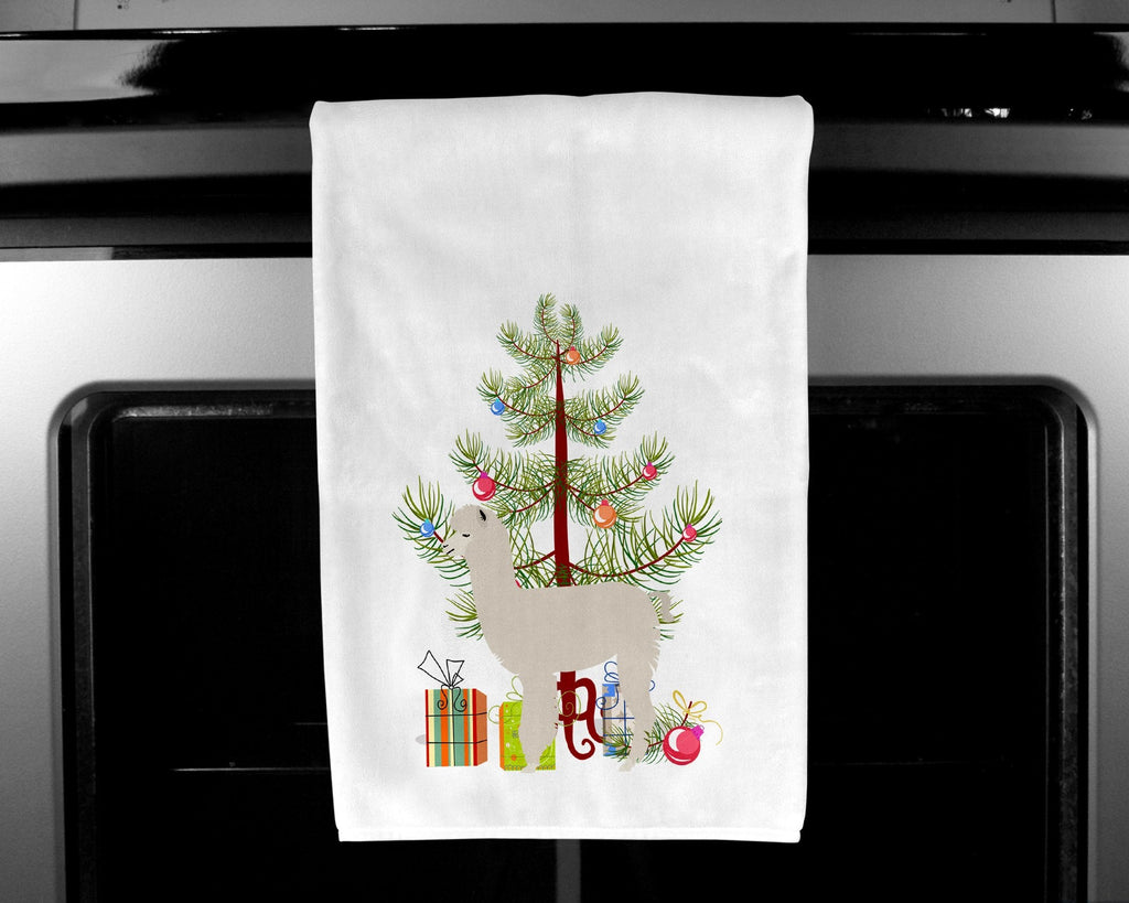 Alpaca Christmas Kitchen Towel Set of 2 White Dish Towels Decorative Bathroom Hand towel for Hand, Face, Hair, Yoga, Tea, Dishcloth, 19 X 28", White