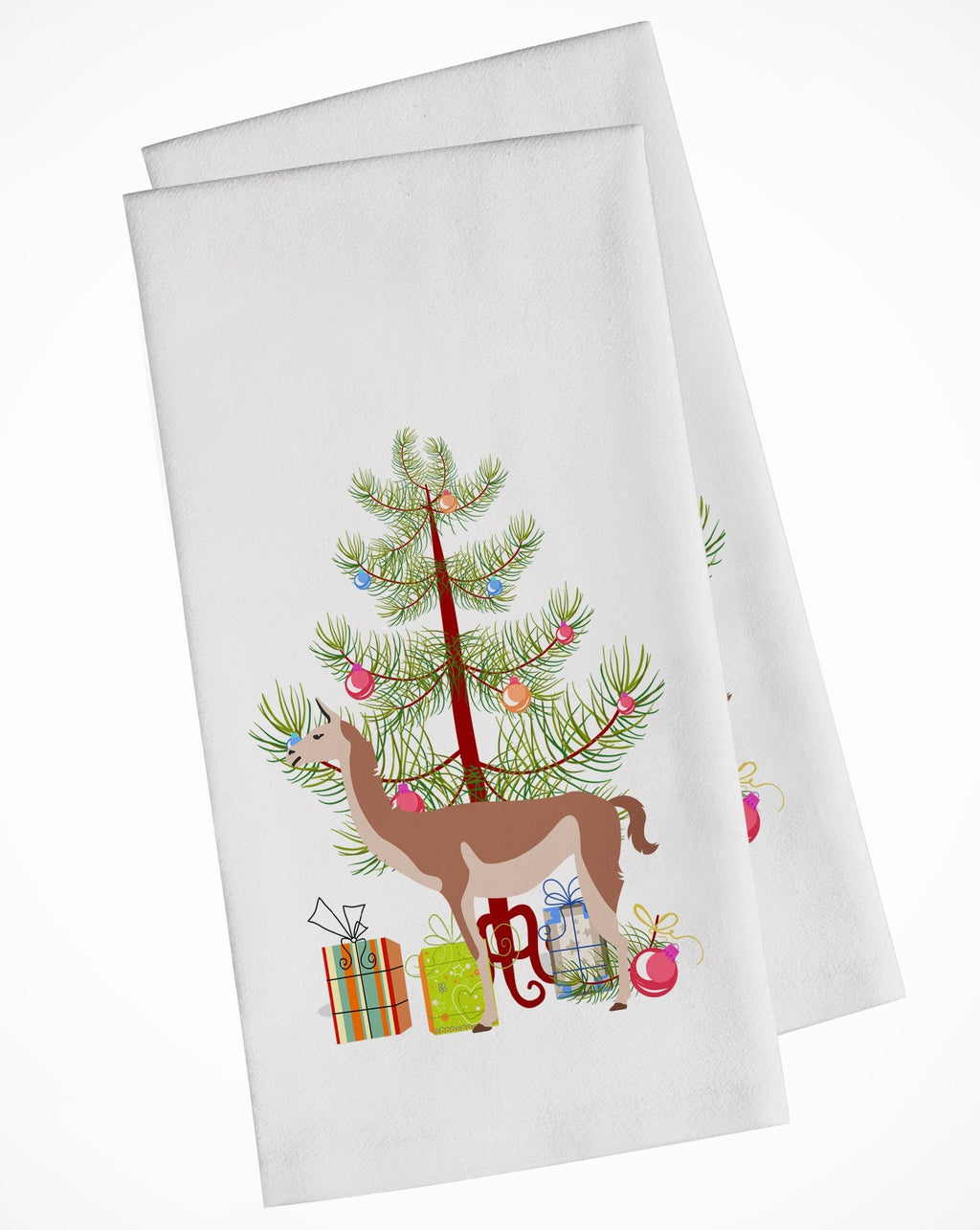 Guanaco Christmas Kitchen Towel Set of 2 White Dish Towels Decorative Bathroom Hand towel for Hand, Face, Hair, Yoga, Tea, Dishcloth, 19 X 28", White