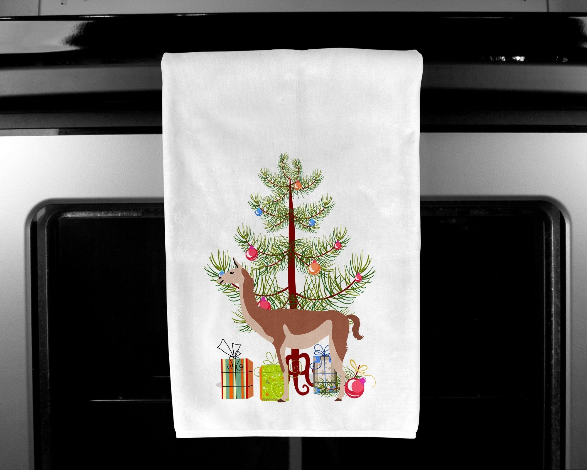 Guanaco Christmas Kitchen Towel Set of 2 White Dish Towels Decorative Bathroom Hand towel for Hand, Face, Hair, Yoga, Tea, Dishcloth, 19 X 28", White