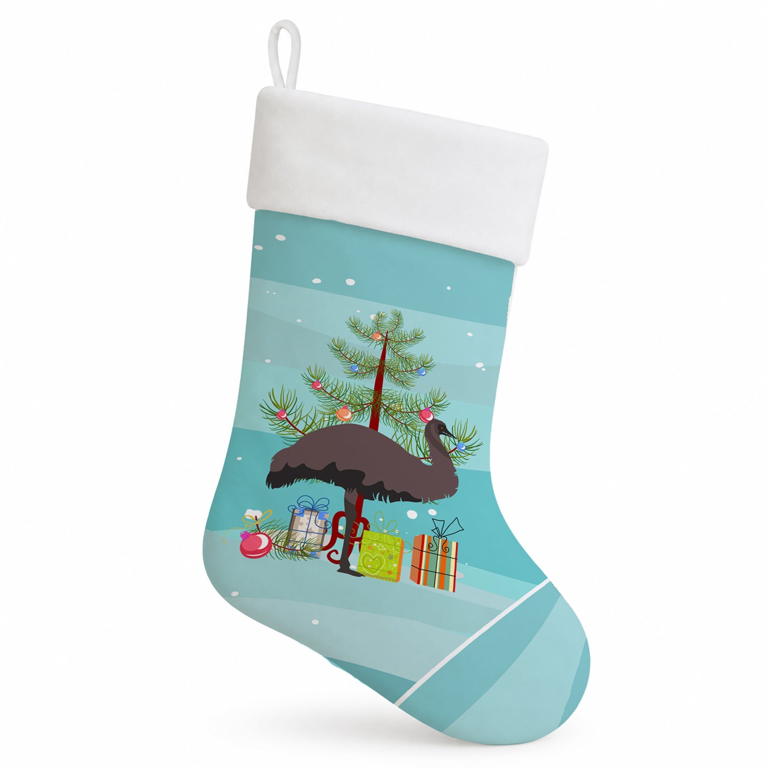 Emu Christmas Holiday Stocking Double-Sided Print, Polyester Suede,11x18, Made in USA