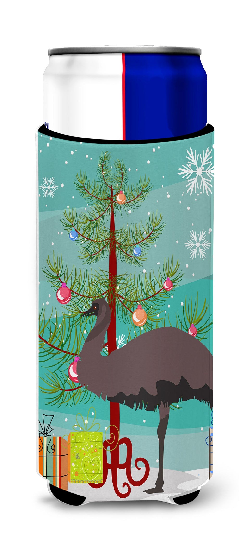 Emu Christmas Slim Can Hugger , Insulated Foam Hugger for 12 oz Slim Cans, Beer Bottles & Water Bottles, Printed in USA