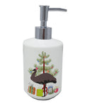 Emu Christmas Ceramic Soap Dispenser , Empty Refillable Hand Soap Pump Bottle for Bathroom Kitchen