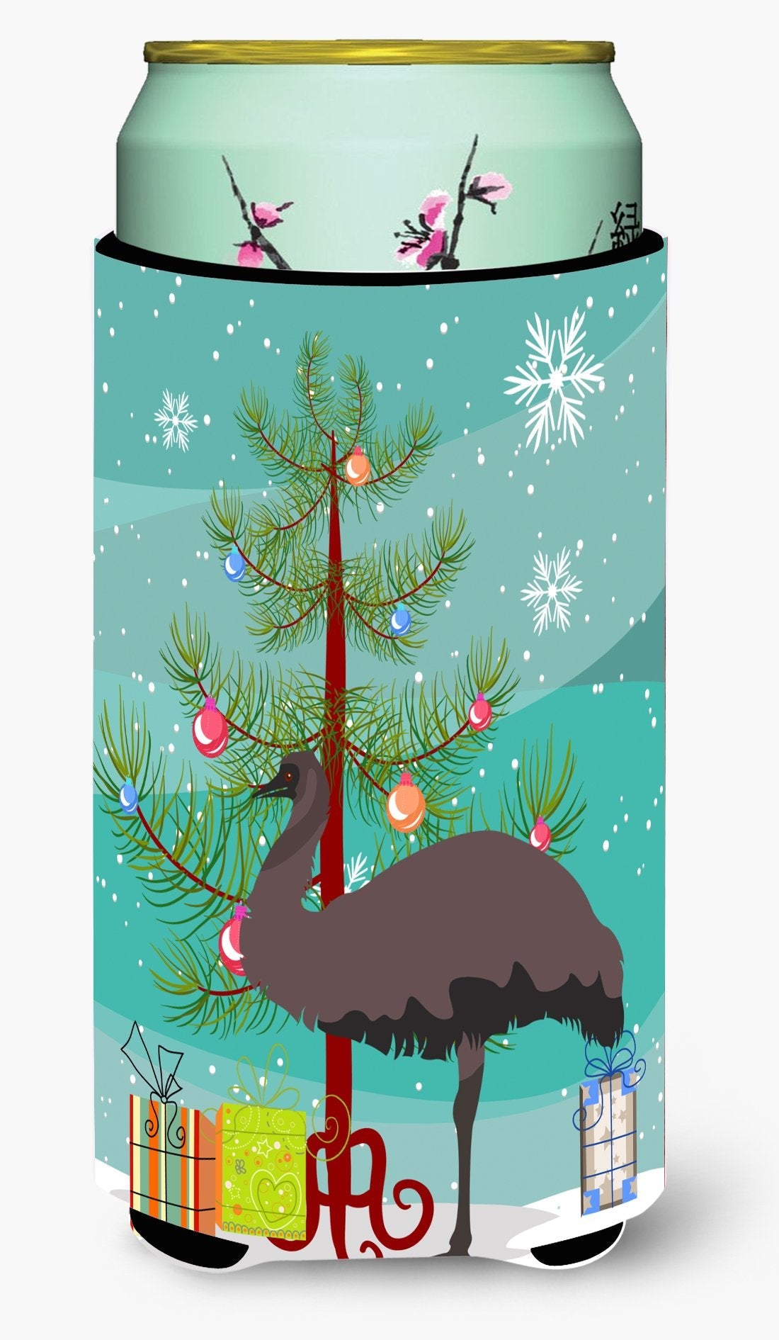 Emu Christmas Tall Boy Hugger Can Cooler Sleeve Machine Washable Drink Collapsible Insulator Beverage Insulated Holder