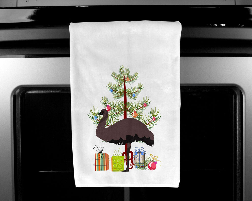 Emu Christmas Kitchen Towel Set of 2 White Dish Towels Decorative Bathroom Hand towel for Hand, Face, Hair, Yoga, Tea, Dishcloth, 19 X 28", White