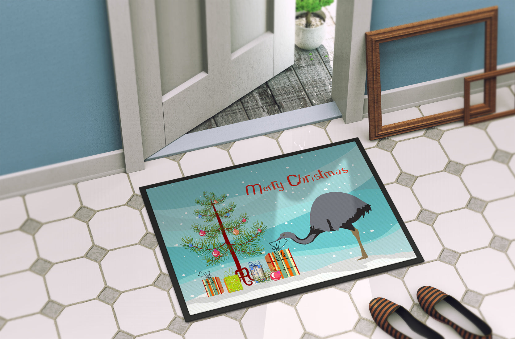 Rhea  Christmas Doormat Indoor Outdoor 18H X 27W Front Door Mat Rugs for Entryway, Non Slip Washable