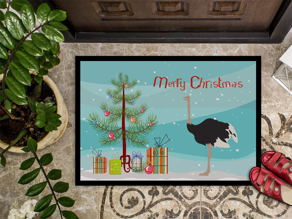 Common Ostrich Christmas Doormat Indoor Outdoor 24H X 36W Front Door Mat Rugs for Entryway, Non Slip Washable Low Pile,
