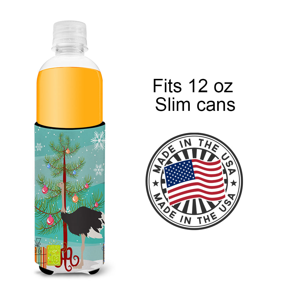 Common Ostrich Christmas Slim Can Hugger , Insulated Foam Hugger for 12 oz Slim Cans, Beer Bottles & Water Bottles, Printed in USA