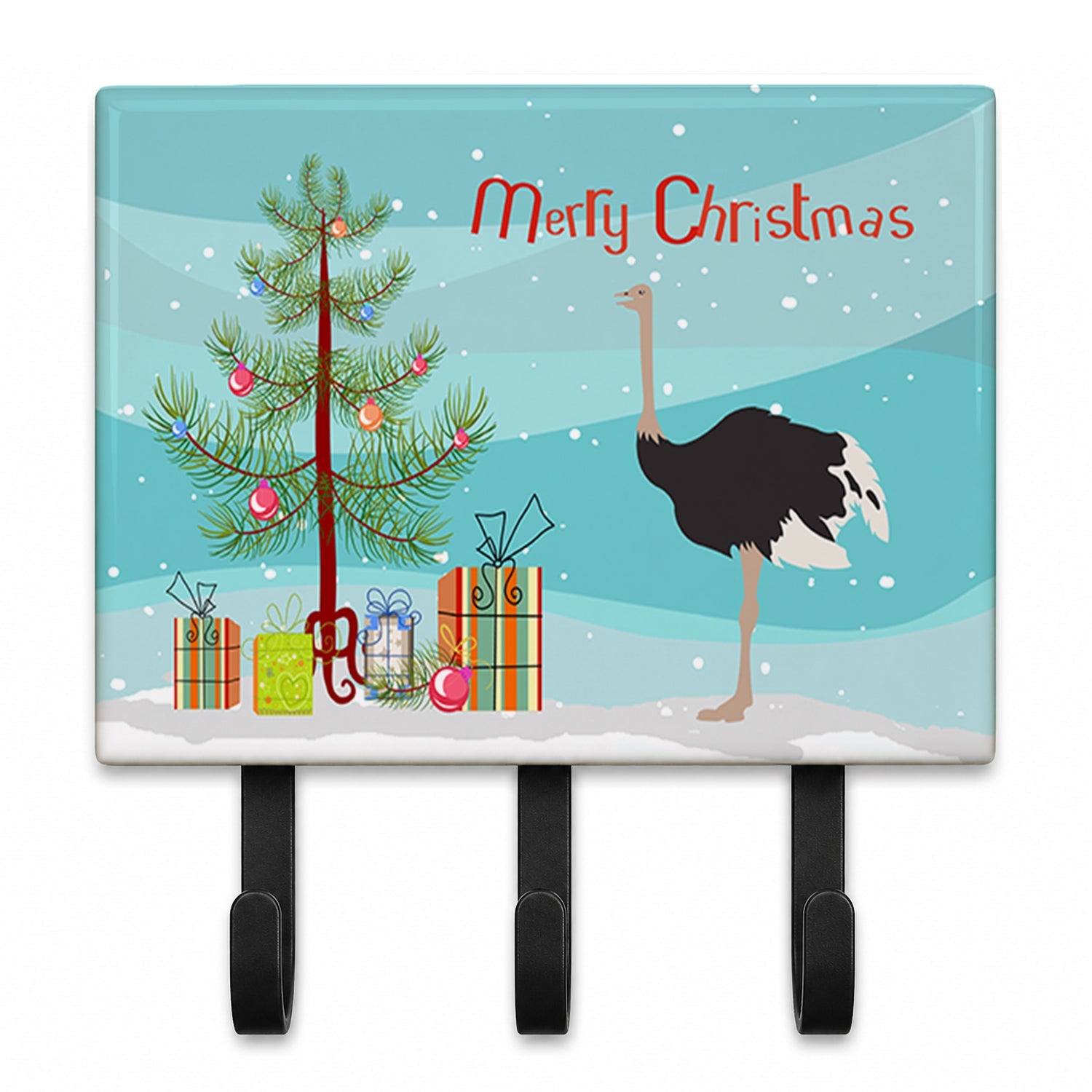 Common Ostrich Christmas Leash or Key Holder Wall Hooks, Coat Rack Wall Mount, for Hanging Keys, Towels, Aprons, Leashes