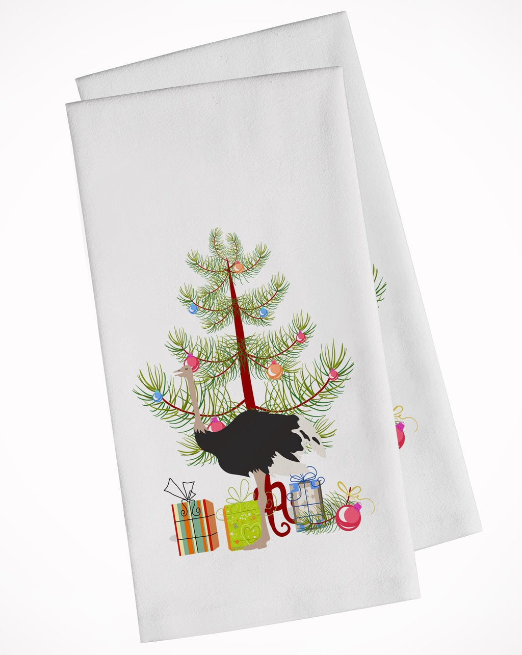 Common Ostrich Christmas Kitchen Towel Set of 2 White Dish Towels Decorative Bathroom Hand towel for Hand, Face, Hair, Yoga, Tea, Dishcloth, 19 X 28", White