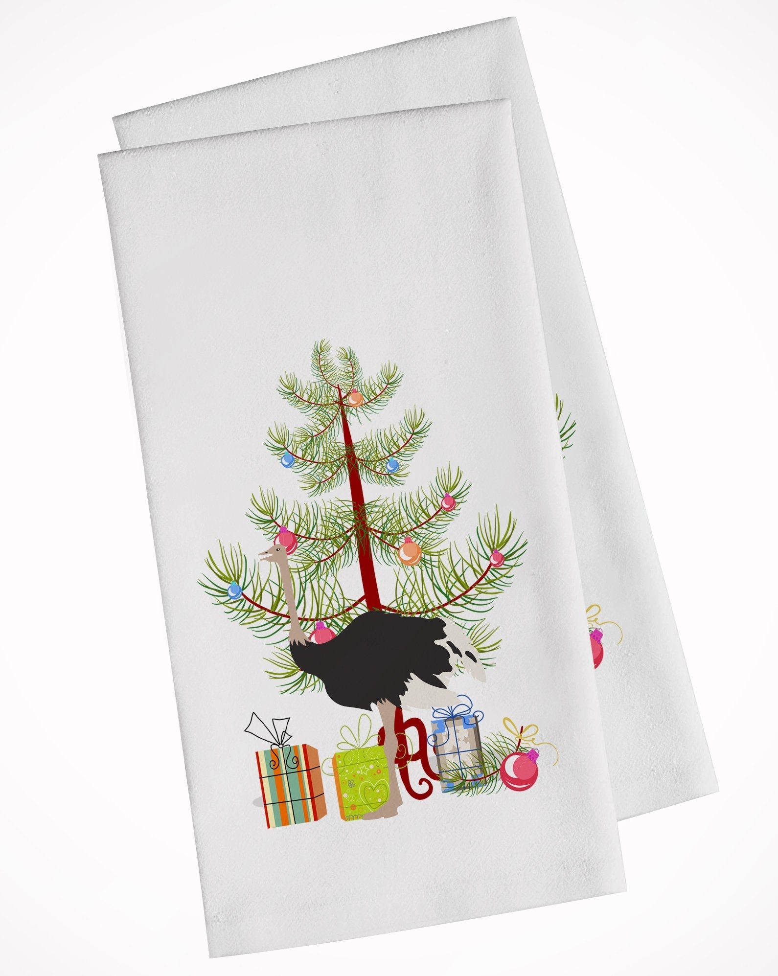 Common Ostrich Christmas Kitchen Towel Set of 2 White Dish Towels Decorative Bathroom Hand towel for Hand, Face, Hair, Yoga, Tea, Dishcloth, 19 X 28", White