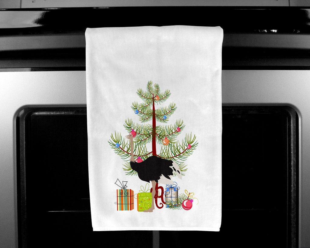 Common Ostrich Christmas Kitchen Towel Set of 2 White Dish Towels Decorative Bathroom Hand towel for Hand, Face, Hair, Yoga, Tea, Dishcloth, 19 X 28", White