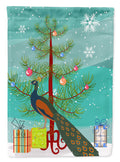 Indian Peacock Peafowl Christmas House Flag 28x40 Porch Sleeve Pole Decorative Outside Yard Banner Artwork Wall Hanging, Polyester