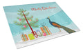 Indian Peacock Peafowl Christmas Cutting Board Tempered Glass Kitchen Cutting Surface, Heat Resistant Chopping, Non-Slip Feet, Food Prep & Serving