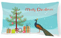 Indian Peacock Peafowl Christmas Decorative Throw Pillow 12x16 Indoor Outdoor Accent Cushion, Fabric Cover with Insert for Sofa, Bed, Porch & Living Room