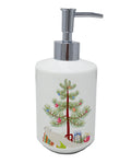White Peacock Peafowl Christmas Ceramic Soap Dispenser , Empty Refillable Hand Soap Pump Bottle for Bathroom Kitchen