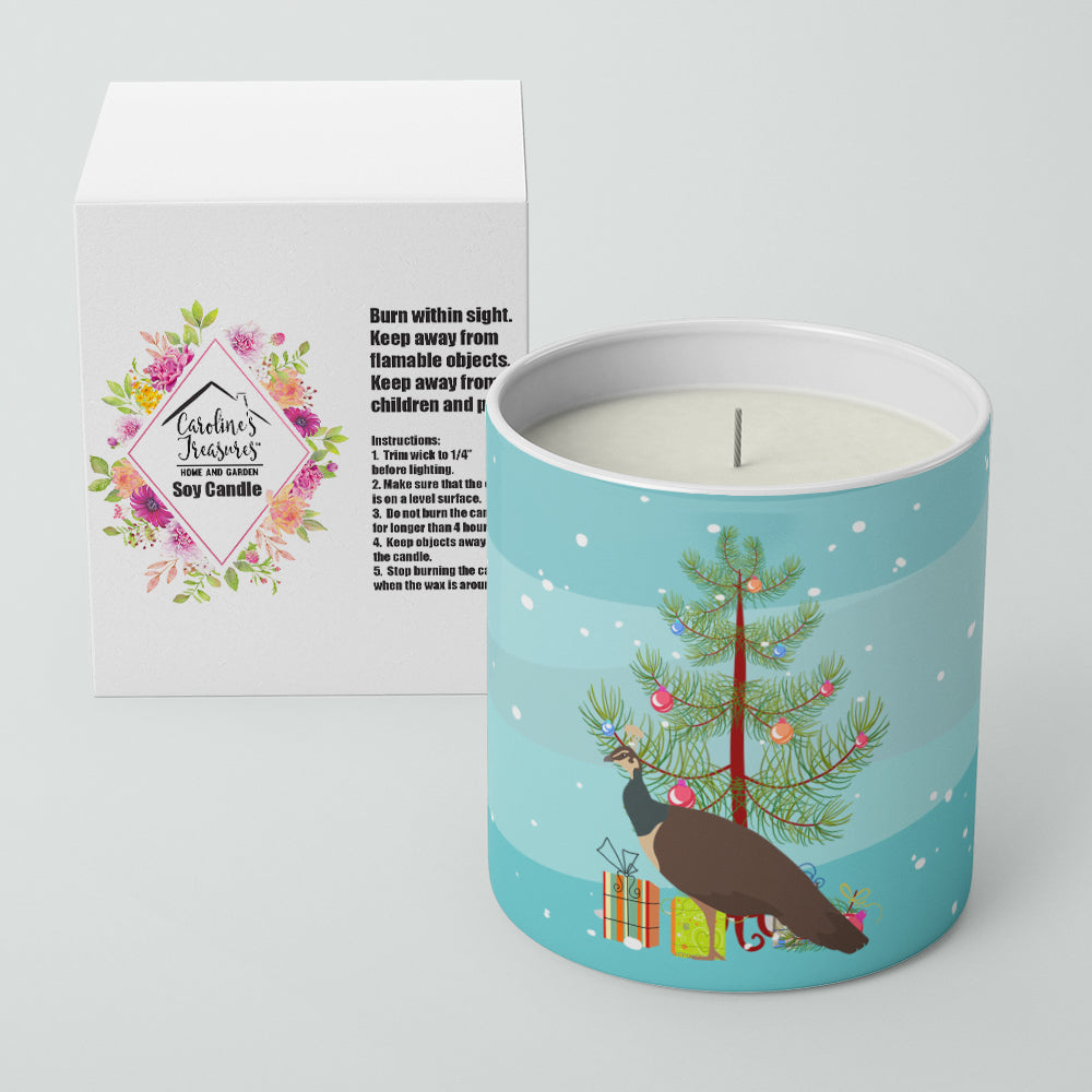Indian Peahen Peafowl Christmas Decorative Soy Candle Nature Soy Wax Essential Oil Home Decor Ideal for Bedroom Kitchen Bath Office Gift, 10 oz