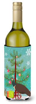 Indian Peahen Peafowl Christmas Wine Bottle Hugger Gift Sleeve for Standard 750 ml Bottles, Insulated Reusable Also Fits Mini Shot & Pint Bottles