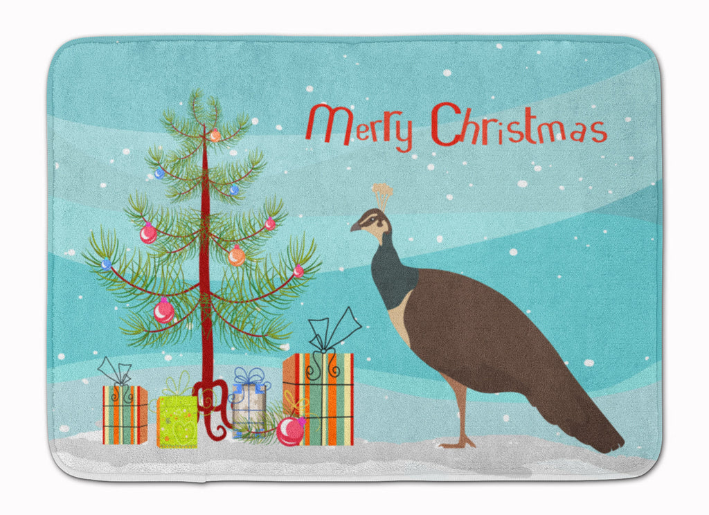 Indian Peahen Peafowl Christmas Memory Foam Kitchen Mat Machine Washable Anti-Fatigue Cushion Comfort Bath or Kitchen Rug