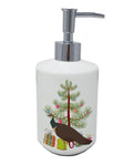 Indian Peahen Peafowl Christmas Ceramic Soap Dispenser , Empty Refillable Hand Soap Pump Bottle for Bathroom Kitchen