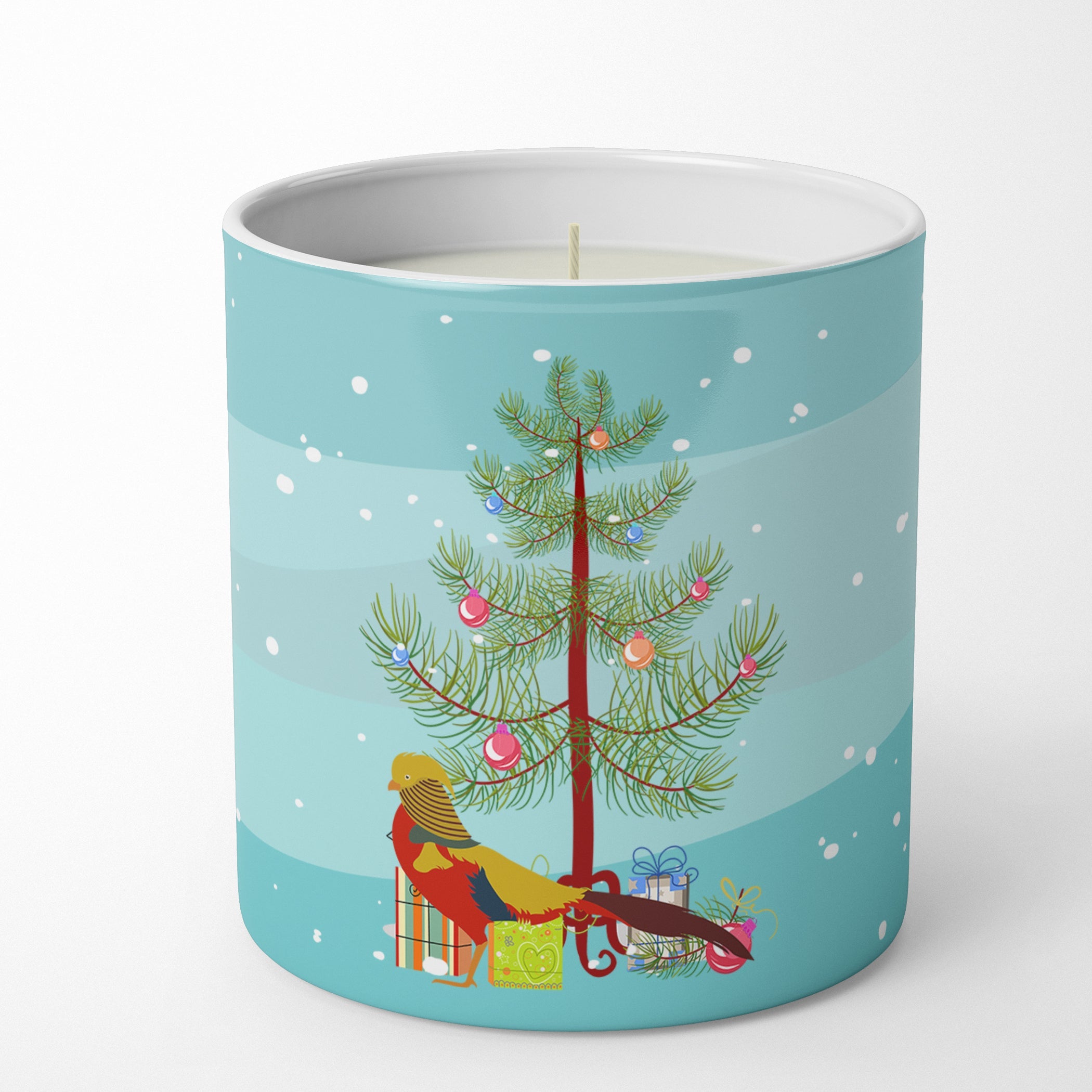 Golden or Chinese Pheasant Christmas Decorative Soy Candle Nature Soy Wax Essential Oil Home Decor Ideal for Bedroom Kitchen Bath Office Gift, 10 oz