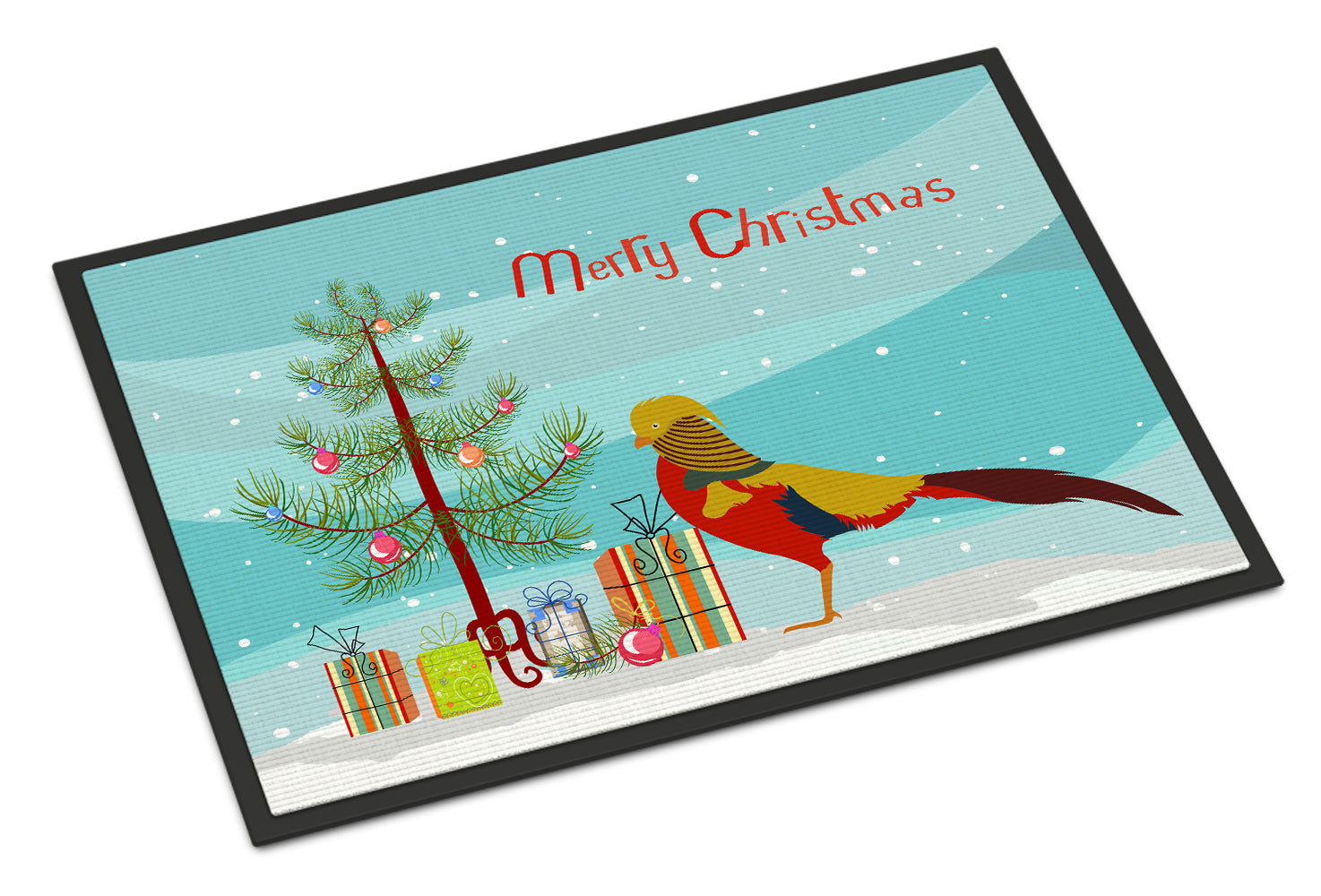 Golden or Chinese Pheasant Christmas Doormat Indoor Outdoor 24H X 36W Front Door Mat Rugs for Entryway, Non Slip Washable Low Pile,