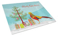 Golden or Chinese Pheasant Christmas Cutting Board Tempered Glass Kitchen Cutting Surface, Heat Resistant Chopping, Non-Slip Feet, Food Prep & Serving