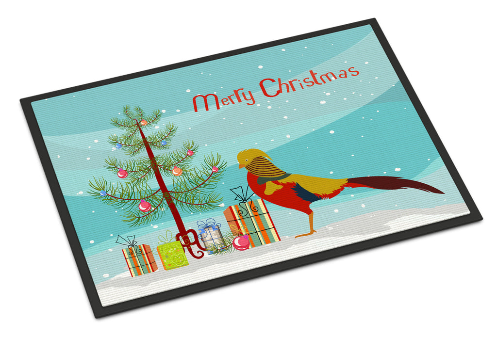 Golden or Chinese Pheasant Christmas Doormat Indoor Outdoor 18H X 27W Front Door Mat Rugs for Entryway, Non Slip Washable