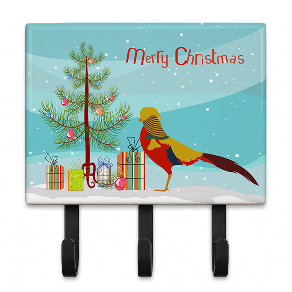 Golden or Chinese Pheasant Christmas Leash or Key Holder Wall Hooks, Coat Rack Wall Mount, for Hanging Keys, Towels, Aprons, Leashes