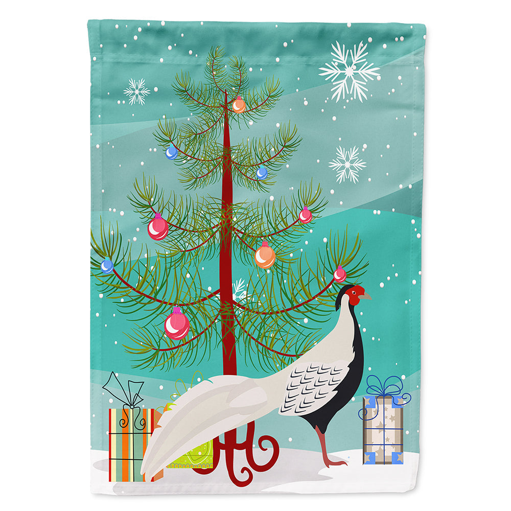 Silver Pheasant Christmas House Flag 28x40 Porch Sleeve Pole Decorative Outside Yard Banner Artwork Wall Hanging, Polyester
