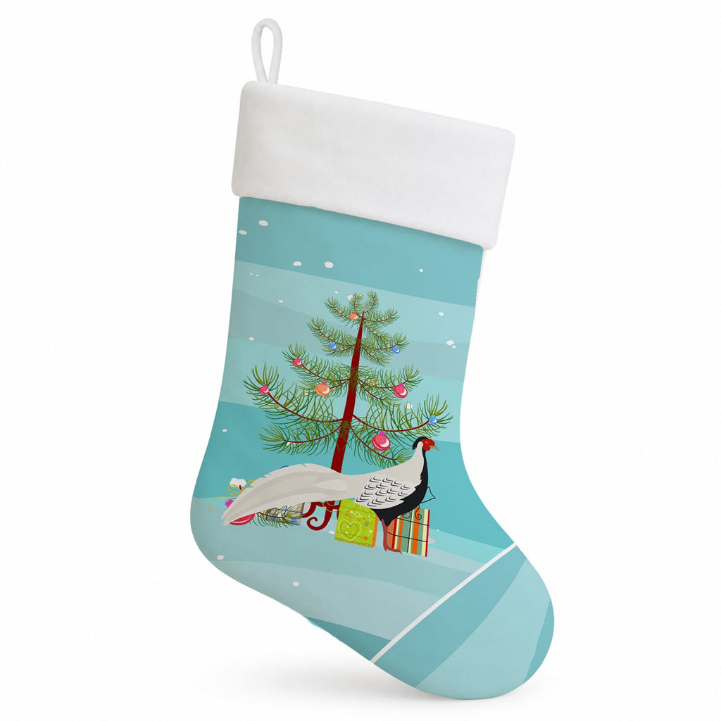 Silver Pheasant Christmas Holiday Stocking Double-Sided Print, Polyester Suede,11x18, Made in USA