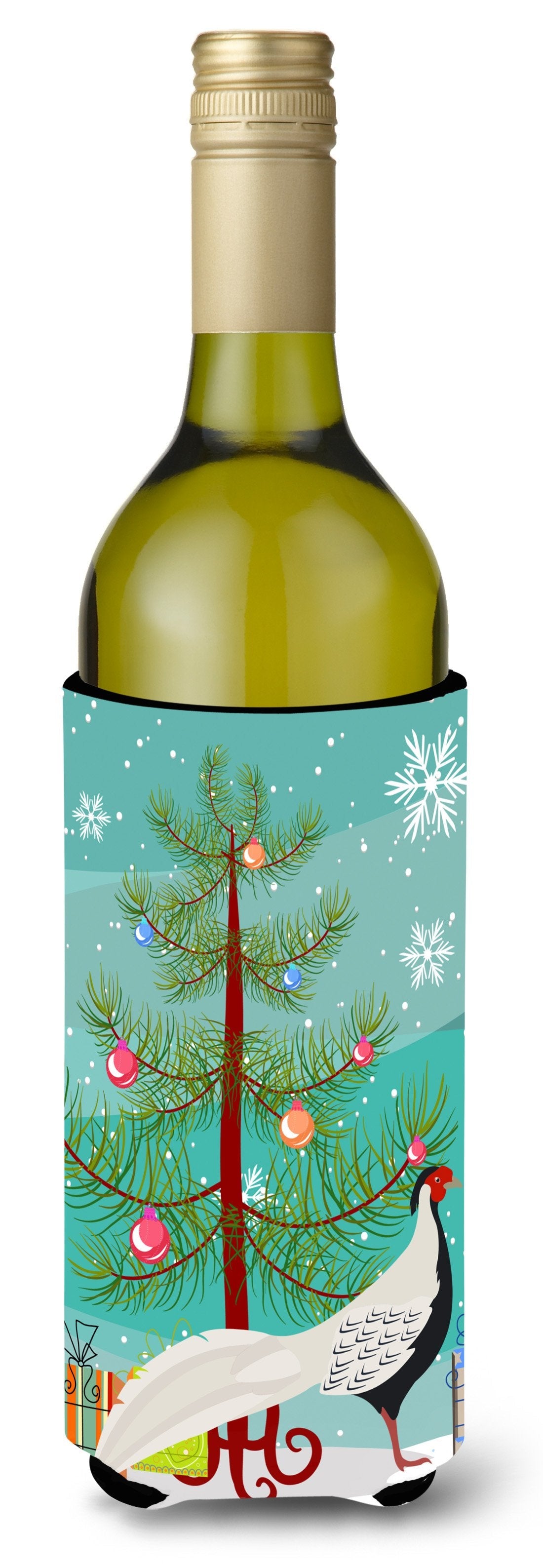 Silver Pheasant Christmas Wine Bottle Hugger Gift Sleeve for Standard 750 ml Bottles, Insulated Reusable Also Fits Mini Shot & Pint Bottles