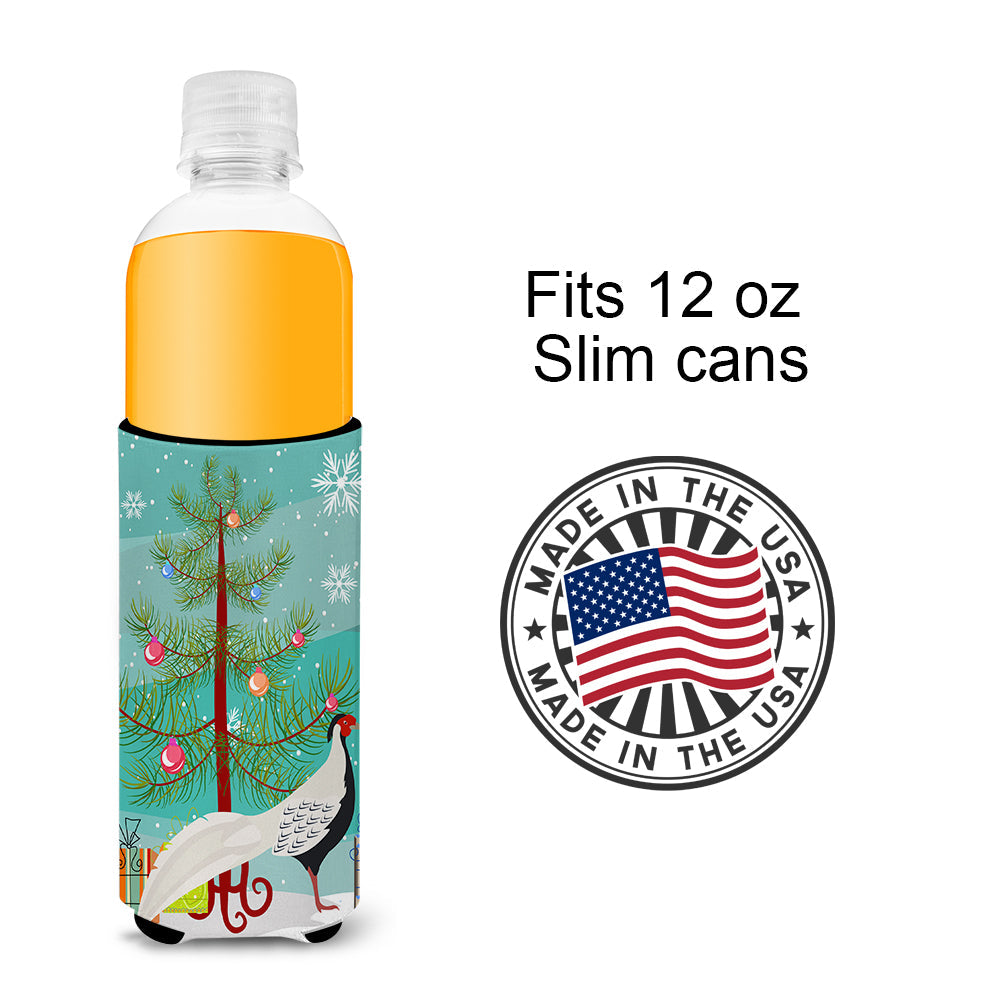 Silver Pheasant Christmas Slim Can Hugger , Insulated Foam Hugger for 12 oz Slim Cans, Beer Bottles & Water Bottles, Printed in USA
