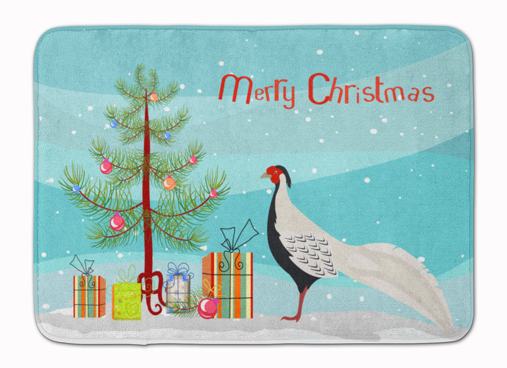 Silver Pheasant Christmas Memory Foam Kitchen Mat Machine Washable Anti-Fatigue Cushion Comfort Bath or Kitchen Rug