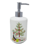 Silver Pheasant Christmas Ceramic Soap Dispenser , Empty Refillable Hand Soap Pump Bottle for Bathroom Kitchen