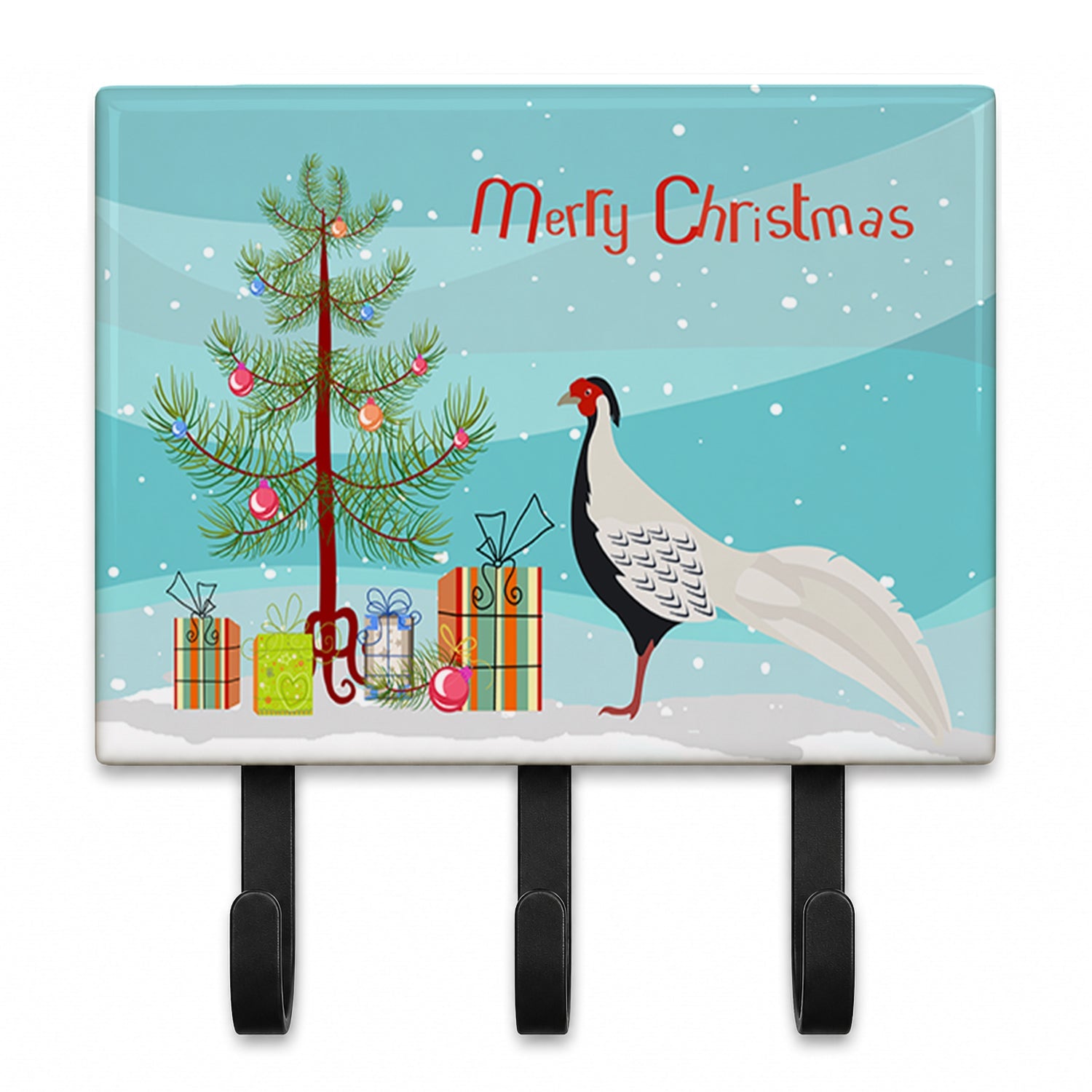 Silver Pheasant Christmas Leash or Key Holder Wall Hooks, Coat Rack Wall Mount, for Hanging Keys, Towels, Aprons, Leashes